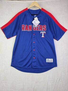 Texas Rangers MLB Dynasty Series Jersey Size Medium Blue NWT Button Front